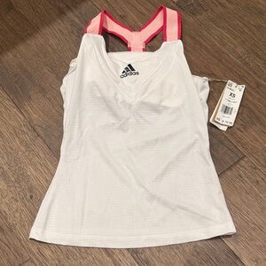Adidas White Tank Top with Pink Straps